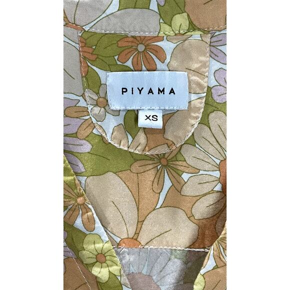 Piyama Orange Floral Buttoned Sleepwear Top Size XS - Picture 3 of 5
